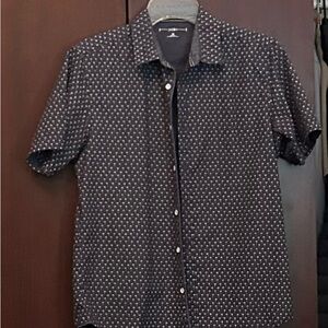 PD&C Dark Gray and White Patterned Button-Down Shirt